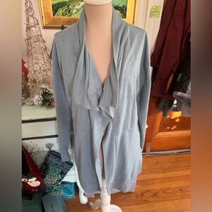 Marika Aqua Flowy Cardigan L Soft Rayon Knit Comfy Athleisure Open Front